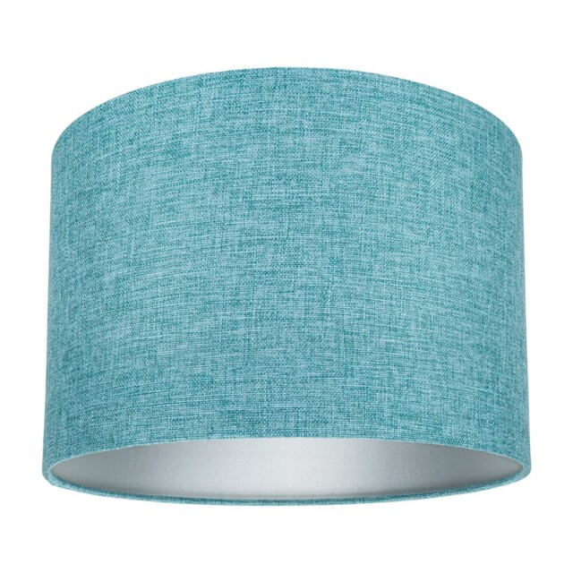 Contemporary and Sleek 10 Inch Teal Linen Fabric Drum Lamp Shade 60w Maximum Blue Teal 1
