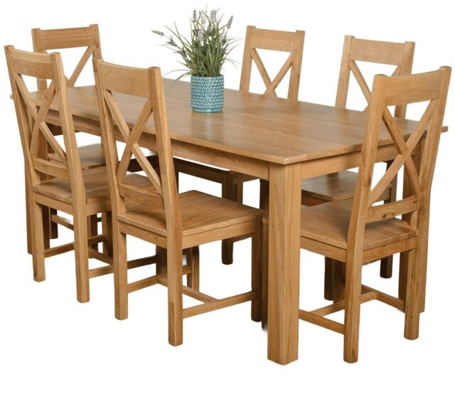 Oslo 180 x 90 cm Large Oak Dining Table and 6 Berkeley Chairs Brown Brown