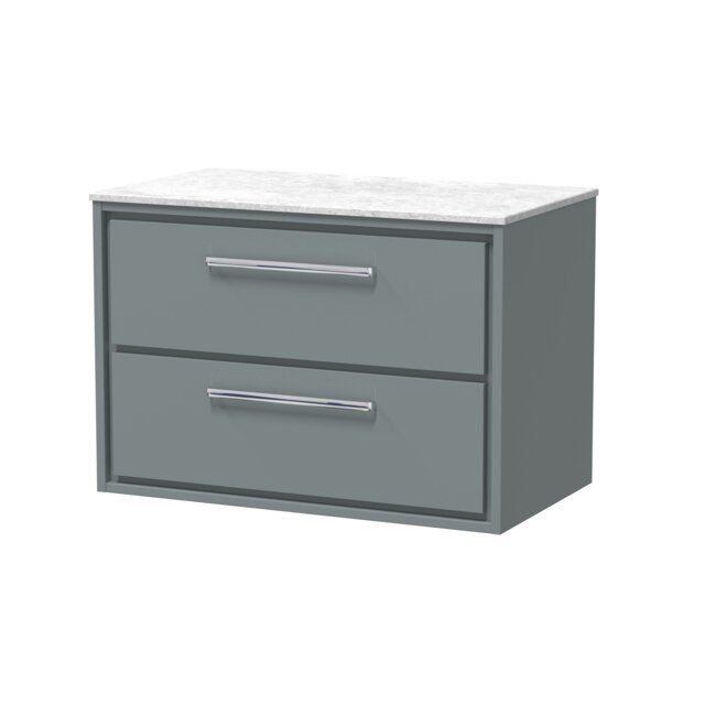 Balterley Framed Design Wall Hung 2 Drawer Vanity with Marble Worktop Grey Monument Grey 539 x 810 x 460mm