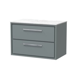 Balterley Framed Design Wall Hung 2 Drawer Vanity with Marble Worktop Grey Monument Grey 539 x 810 x 460mm