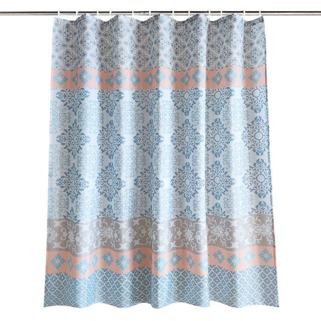 Damask Polyester Fabric Shower Curtain with 12 Hooks - 180x180cm