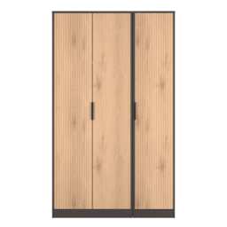 Fuji Tall Triple Wardrobe in Slatted Effect & Graphite (Ready Assembled) Grey Slatted Effect & Graphite