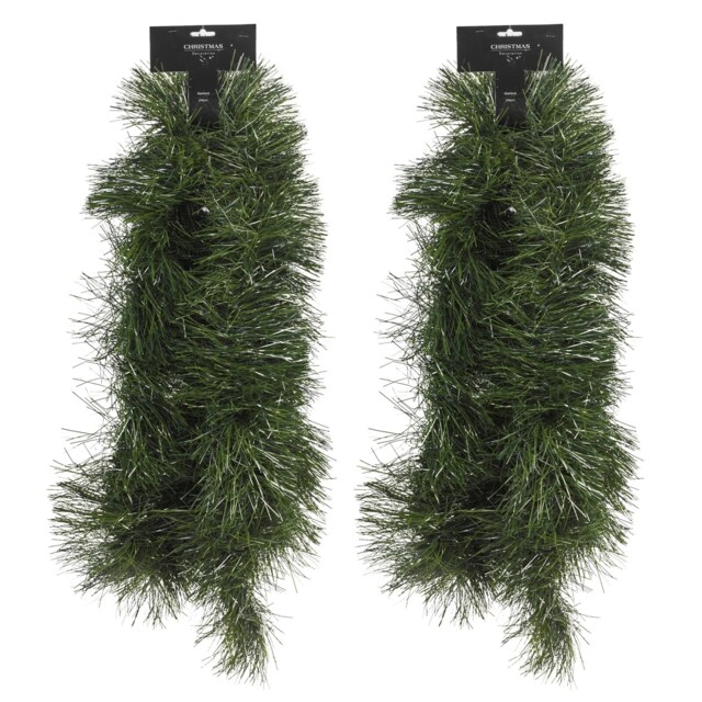 270cm Realistic Christmas Garland Green Leaf Fireplace Door Stairs Wreath Decor Green Green 2 pcs