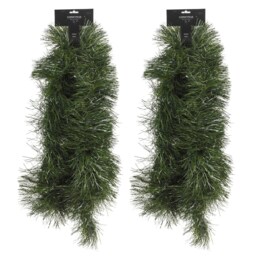 270cm Realistic Christmas Garland Green Leaf Fireplace Door Stairs Wreath Decor Green Green 2 pcs