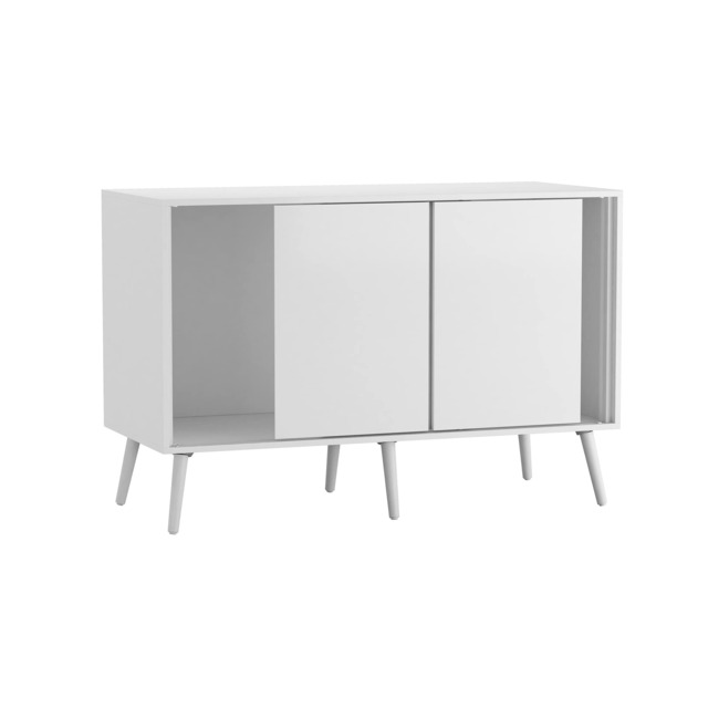 URBNLIVING White Carcass 3 Door Sliding Storage Cabinet Multi White Doors & White Legs 1