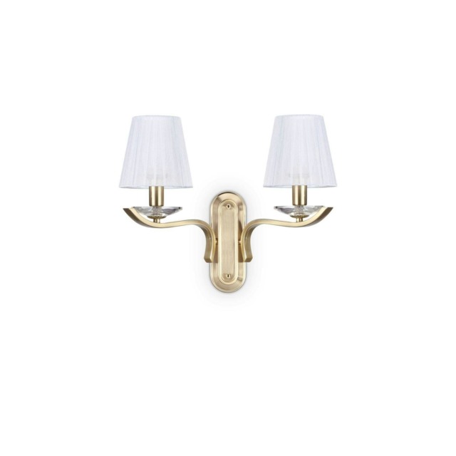 Pegaso 2 Light Candle Wall Light Satin Brass