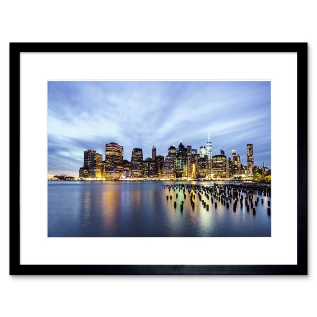 "Luddy New York City USA Cityscape 9x7"" Black Framed Wall Art Print"