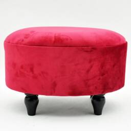 Oval Footstool - Velvet - L27 x W40 x H30 cm - Red