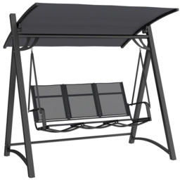 Outsunny 3 Seater Swing Chair, Garden Swing Bench with Adjustable Canopy Grey Grey One Size