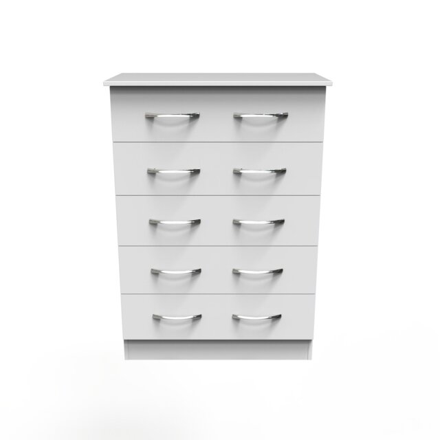 Hampshire 5 Drawer Chest of Drawers in White Matt (Ready Assembled) White White Matt