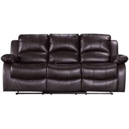 Faux Leather Brown 3 Seater Manual Recliner Sofa VALENCIA