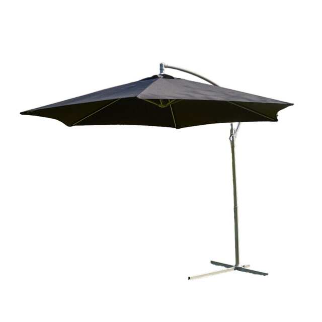 Garden Cantilever Parasol 3 Metre Patio Shade Heavy Duty Metal Base Crank Black