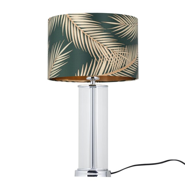 Aura - Chrome Table Lamp with Green & Gold Leaf Shade Chrome Green Large 1