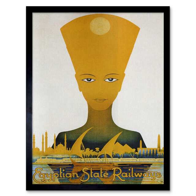 Travel Tutankhamun Nefertiti Cairo Railway Egypt Framed Wall Art Print