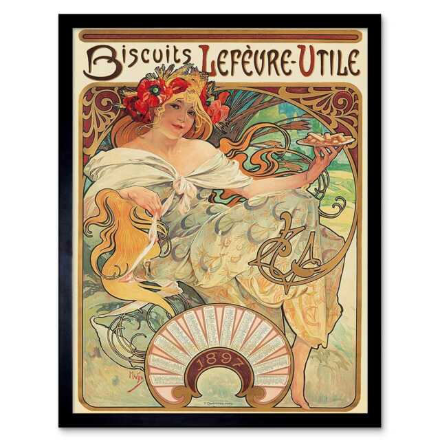 Food Biscuits Vintage Retro Nouveau Sweet France Framed Wall Art Print