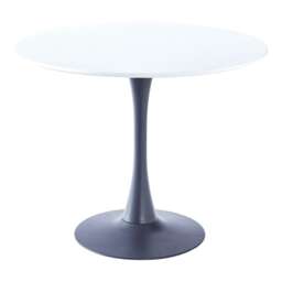 Living and Home Modern Round Wooden Table with Metallic Base - Black & White