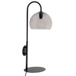 ValueLights Glenn Smoked Glass Globe Shade Wall Light with Matte Black Shelf and Bulb