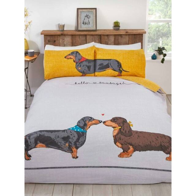 Rapport Hello Sausage Duvet Cover Set - White/Yellow - Single White Single