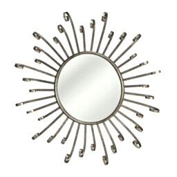 Orsina Distinctive Spoke Style Wall Mirror, Distressed Silver Round Mirror, Versatile Decorative Wall Mirror