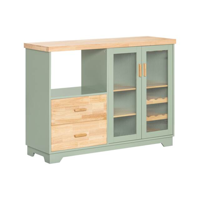 SoBuy Kitchen Sideboard Cabinet with Microwave Shelf & Wine Rack, Green, 47.2x15.7x35.4 inches, 50.6 kg - FSB81-GR
