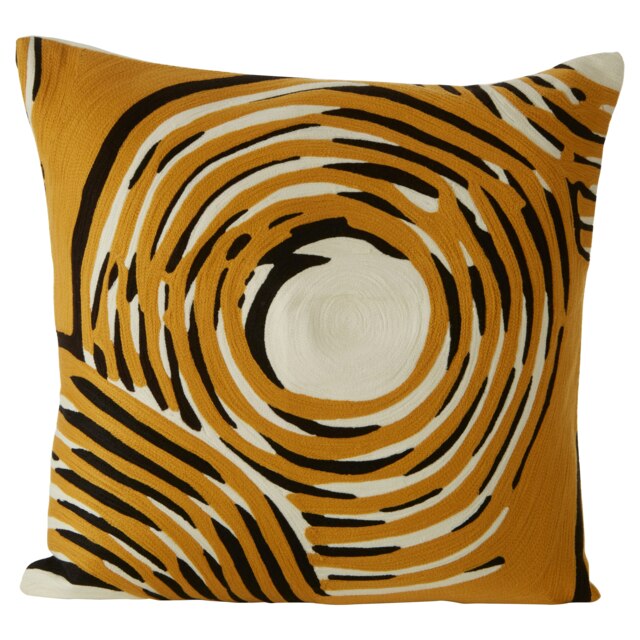 Bosie Ozella Circular Design Embroidered Cushion Yellow