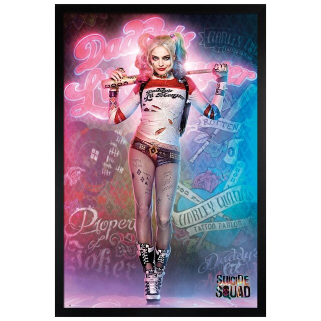 Black Wooden Framed Suicide Squad Harley Quinn Stand Maxi Poster Multi