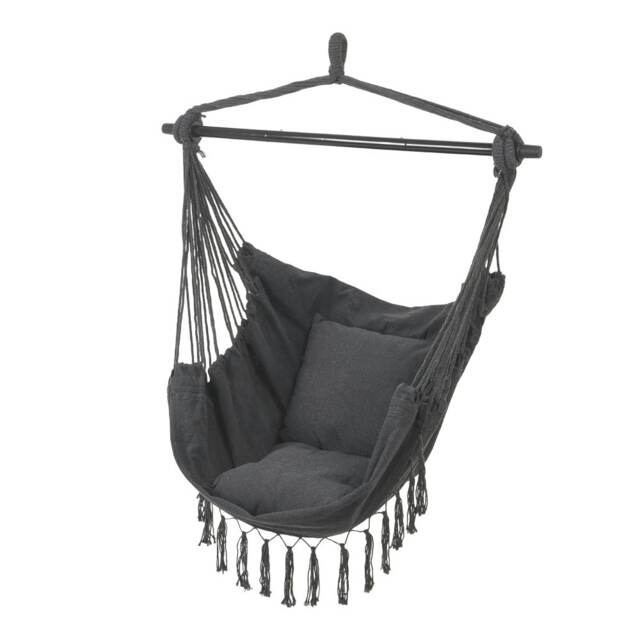 Living and Home Garden Hanging Canvas Hammock Swing Chair, Dark Grey