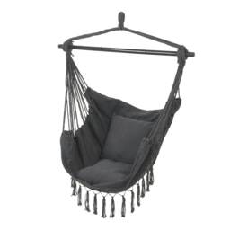 Living and Home Garden Hanging Canvas Hammock Swing Chair, Dark Grey