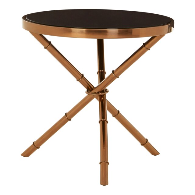Interiors by Premier Stylish Design Bamboo Inspired Base Side Table, Sturdy Side Table By Couch, Easily Maintained Corner Table Gold