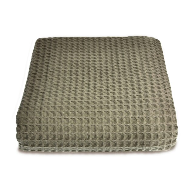 Super King Size Waffle Throw Blanket Bedspread 250 x 260cm - 100% Cotton Green Khaki XL