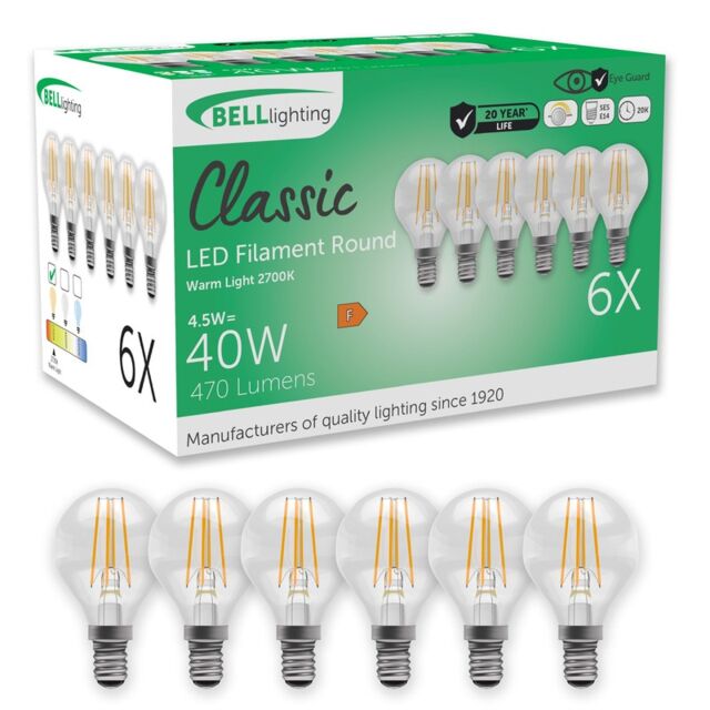 BELL Lighting Dimmable E14 LED Filament Golf Ball 4.7W Light Bulb White Warm White - 2700K 6