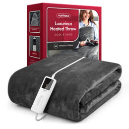 VonHaus Heated Throw Blanket with Digital Control Grey