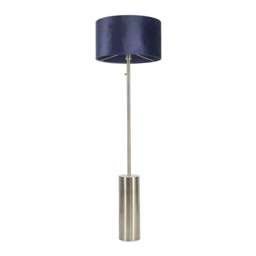 ValueLights Lexy Antique Brass Dimmable Floor Lamp Navy Velvet Shade and Bulb