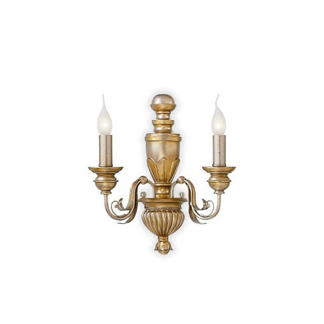 Dora 2 Light Indoor Candle Wall Light Antique Brass, E14