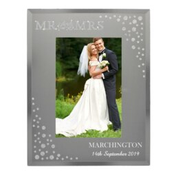 Personalised Mr and Mrs 6x4 Diamante Glass Photo Frame Silver One Size