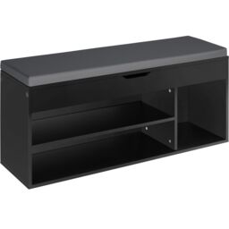 Shoe Rack Natalya - 4 storage spaces, bench seat cushion, for 9 pairs of shoes Black black 104 x 30 x 49 cm 1