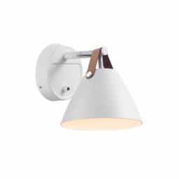 Nordlux Strap Indoor Wall Light White Metal Sensor GU10 Brown & Black Strap - Plug In or Mains Powered , IP20