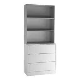 3 Drawer Tier Wooden Storage Chest Cabinet & Display Bookcase Shelving Grey White Drawers & Grey Bookcase 1