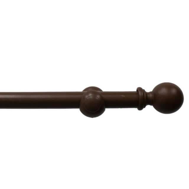 Wooden Eyelet Curtain Pole, 160cm Brown Walnut