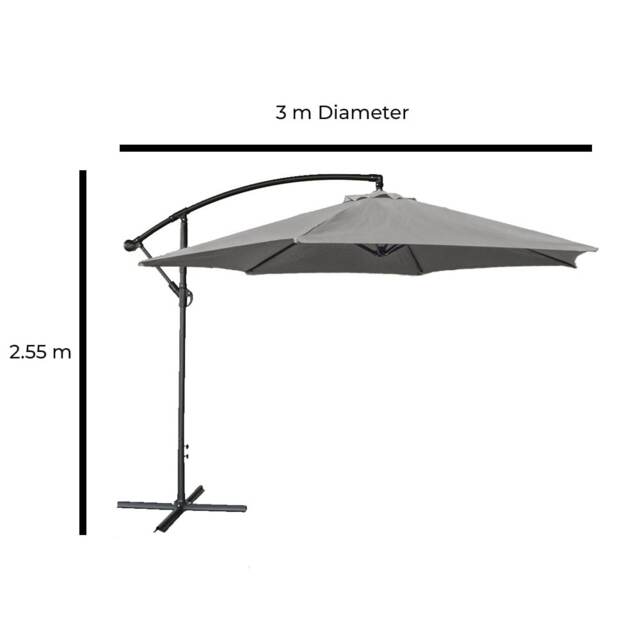 Cyrus Banana Cantilever Parasol Grey Outdoor Garden Covering Party Sunshade Grey