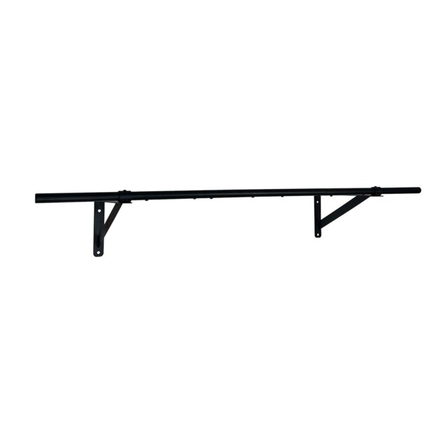 4ft Wall Mounted Garment Clothes Rail Super Heavy Duty All Metal Black Black One Size