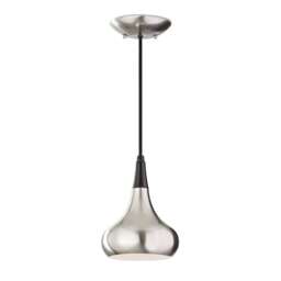 Beso 1 Light Dome Ceiling Pendant Brushed Steel, E27