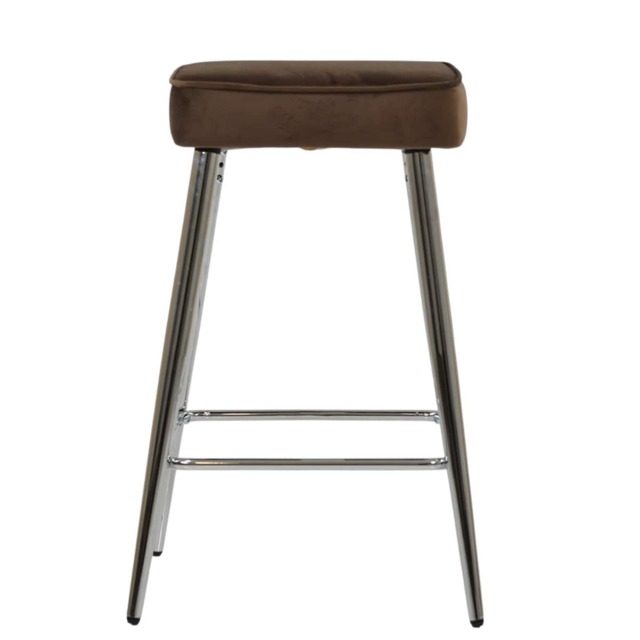 Lakeland Furniture Swan Mocha Brown Velvet Chrome Fixed Leg Base 1 Bar Stool