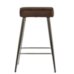 Lakeland Furniture Swan Mocha Brown Velvet Chrome Fixed Leg Base 1 Bar Stool