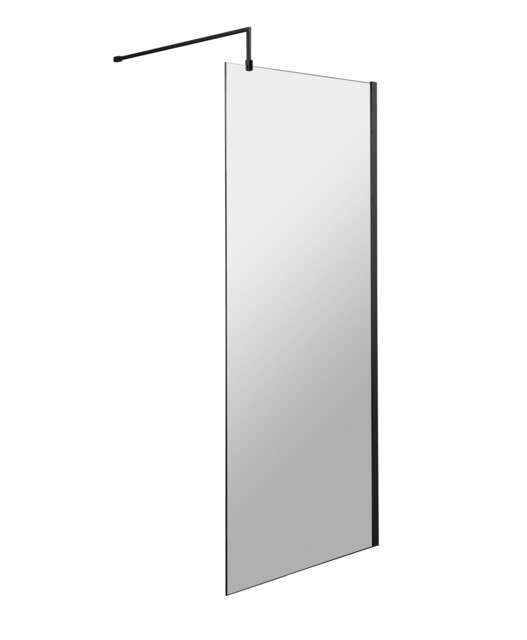 "Balterley Contemporary Wetroom Screen Aluminium - "" Wetroom Screen - WRSF004 Black Matt Black"