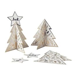 Gold Christmas Tree Table Place Setting Cards - Pack of 10
