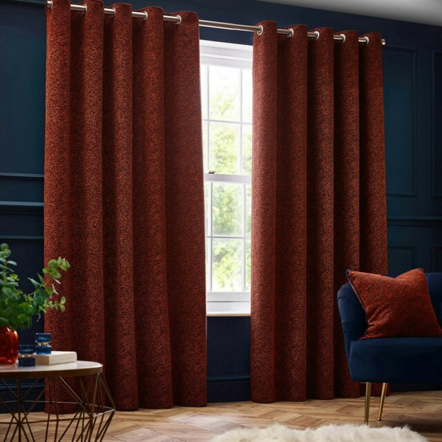 Paoletti Galaxy Chenille Copper Eyelet Curtains (W)229cm x (D)183cm Multi