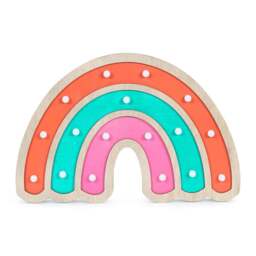 ValueLights Kids Battery Powered Wooden Rainbow Wall Table Lamp Multi