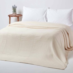 Homescapes Organic Cotton Waffle Blanket/ Throw Natural - 280 x 230 cm