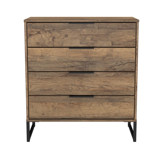 Beijing 4 Drawer Chest of Drawers in Vintage Oak (Ready Assembled) Brown Vintage Oak